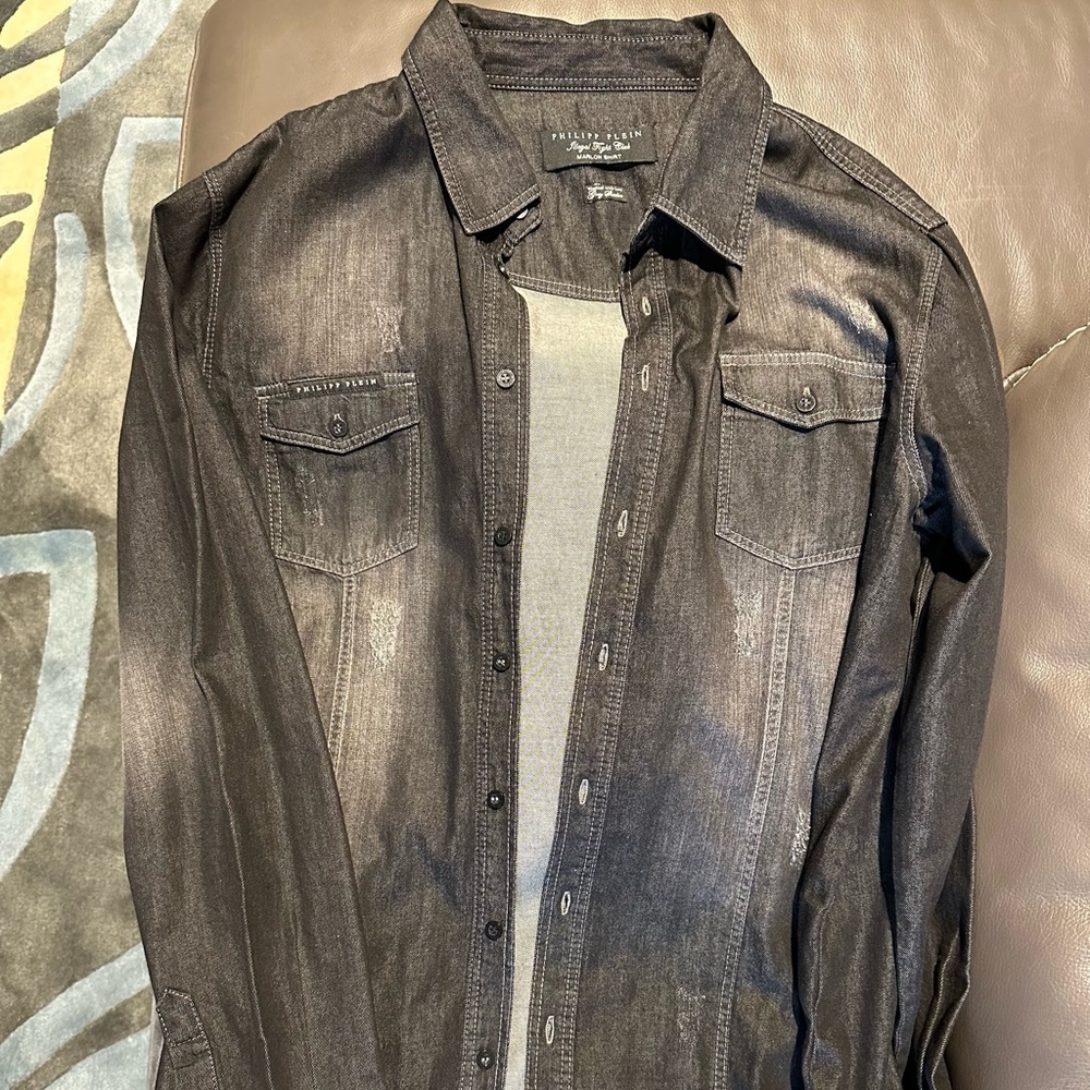 Philipp Plein denim crystal shirt xxxl. Like new.
